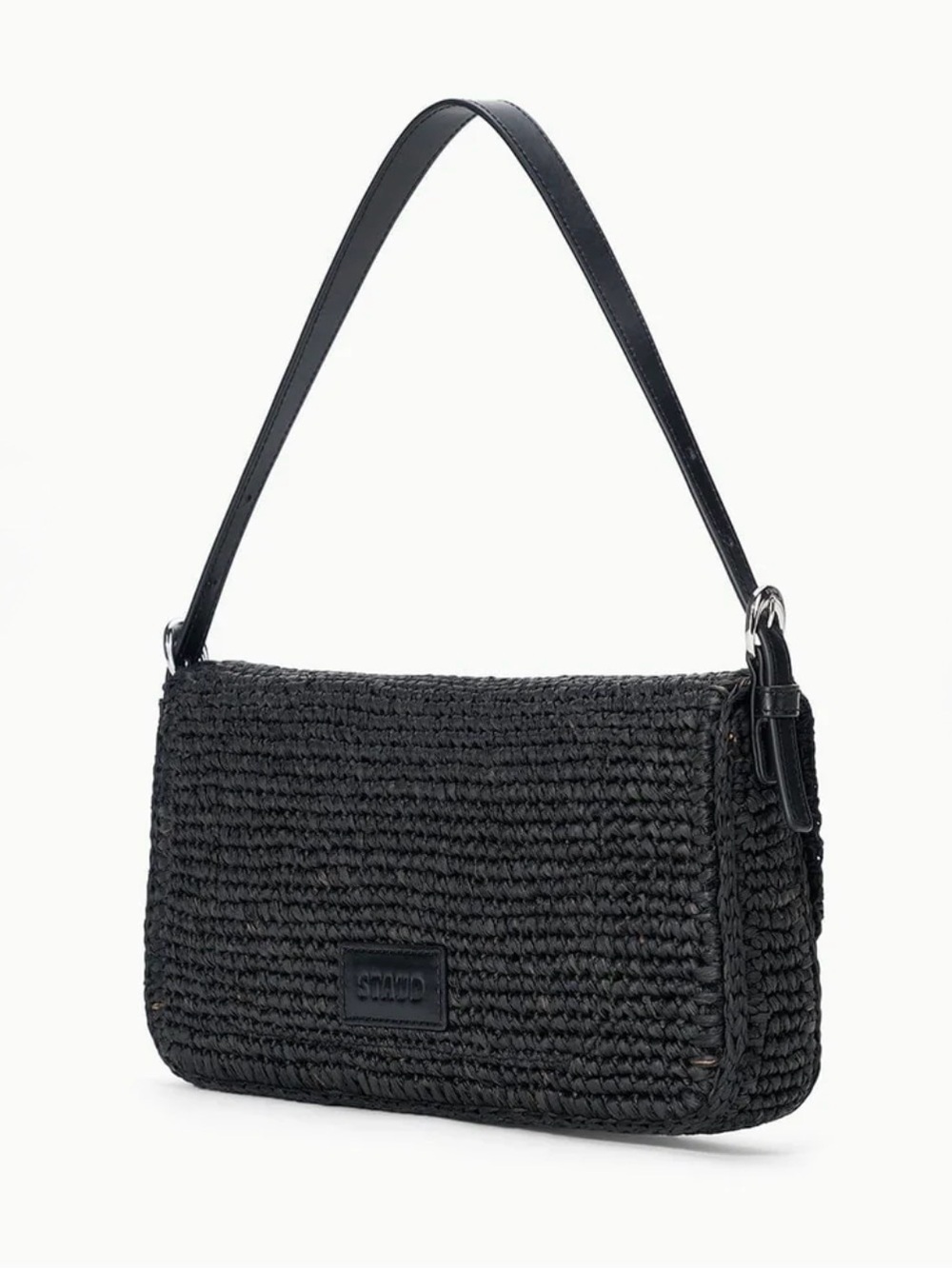 STAUD Black Raffia Harlow Shoulder Bag - Picture 2 of 9